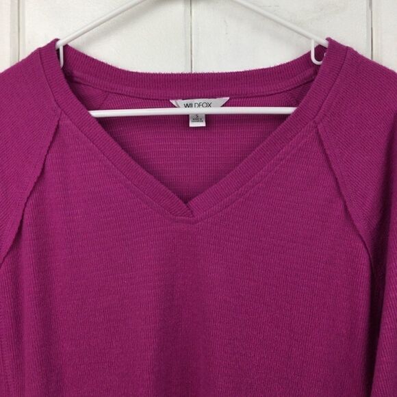 Wildfox Haley Brushed Purple V-Neck, Small - Picture 6 of 12